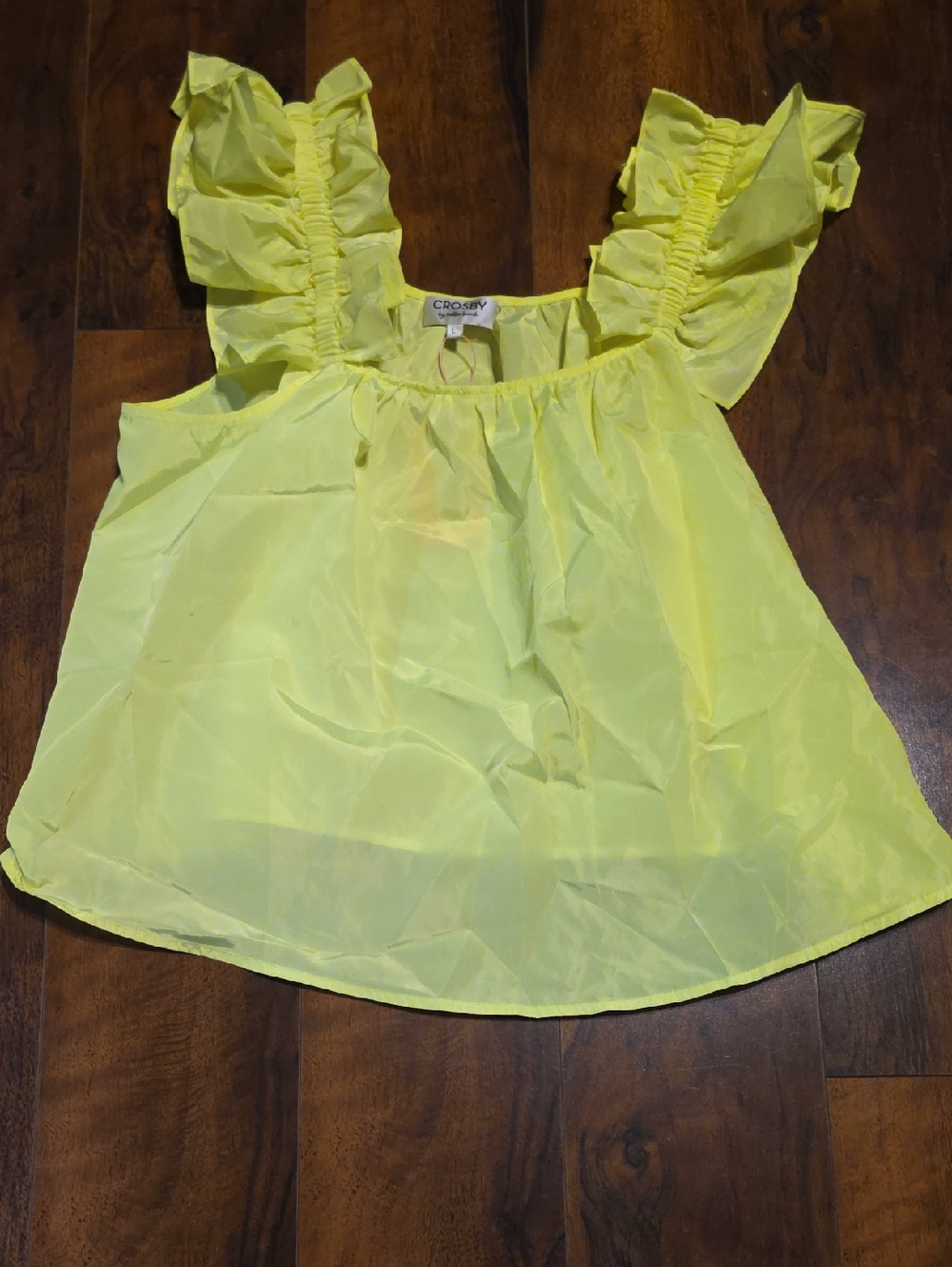 Electric Lime Ruffle Shoulder Blouse